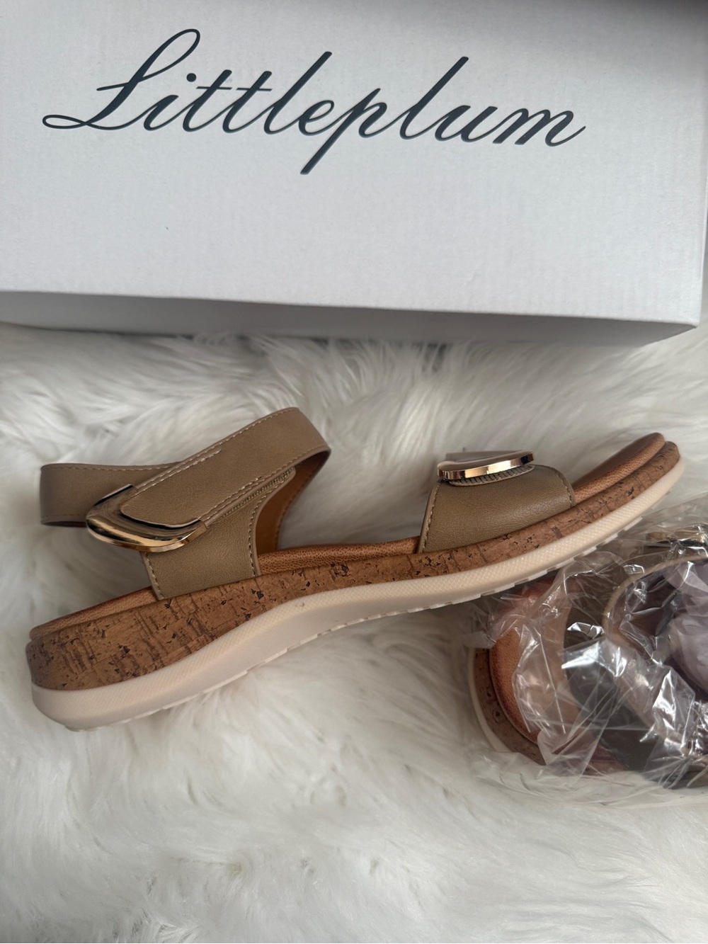Women's Tan Cork Wedge Sandals